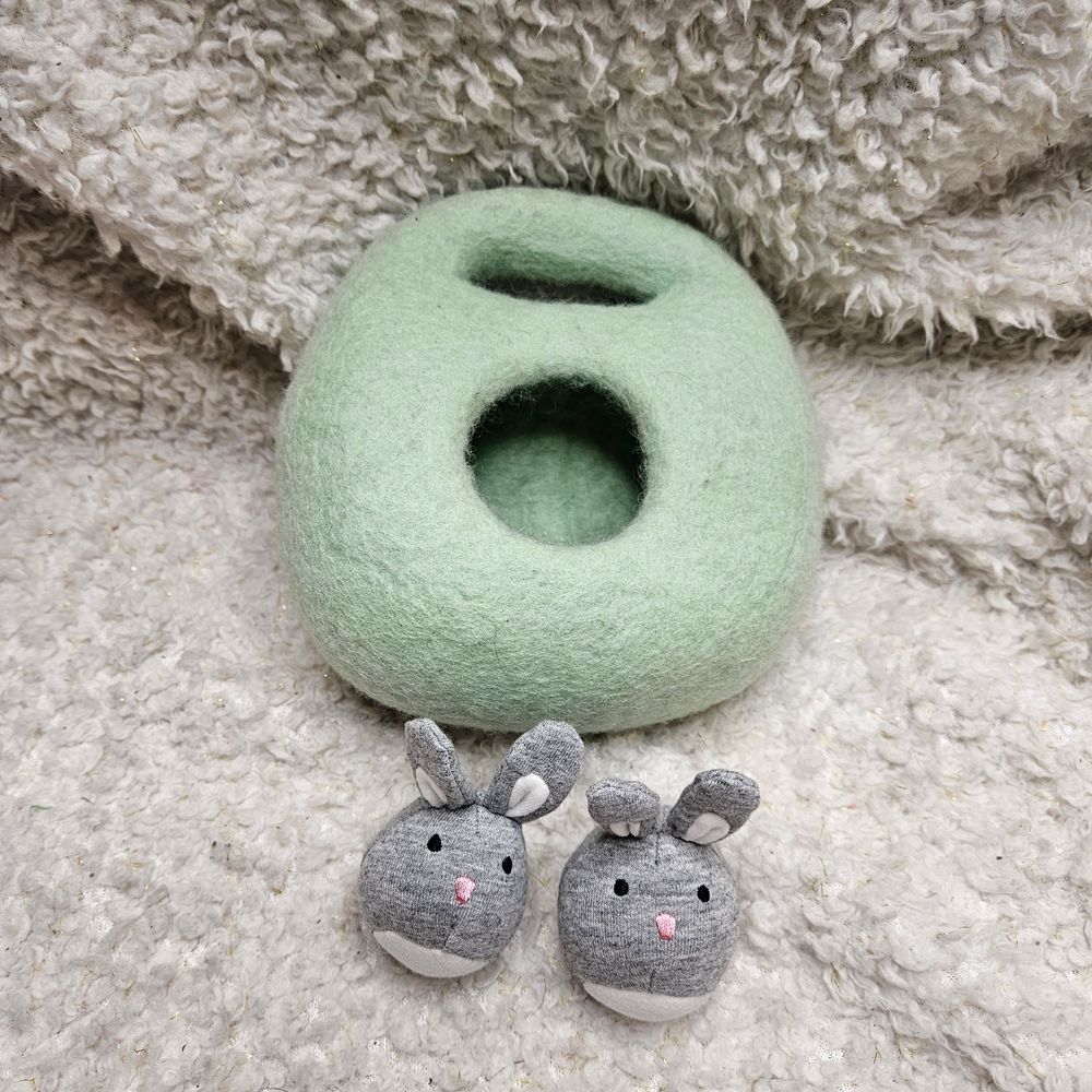 Lovevery Bunnie in a Felt Burrow Montessori Baby Toy